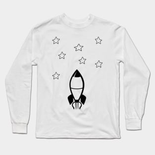 Rocket with Stars in the sky Long Sleeve T-Shirt